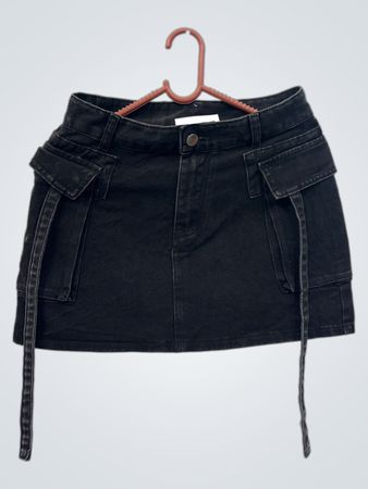 Schwarzer Denim Cargo Minirock