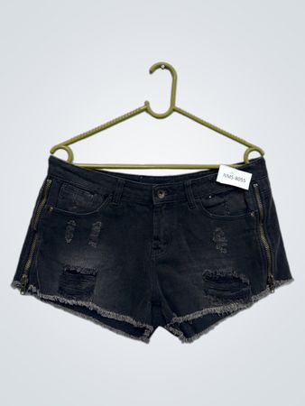 Schwarze verwaschene Denim-Shorts