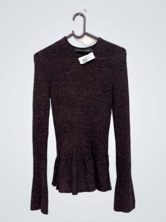 House of Harlow 1960 Langarm Ripp-Peplum-Top