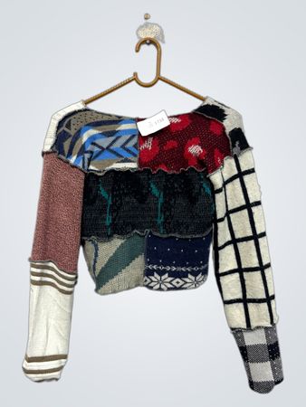 Patchwork Cropped Sweater