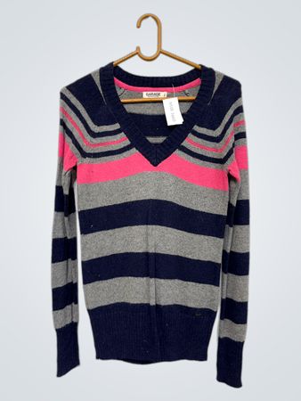 Garage Gestreifter V-Ausschnitt Pullover