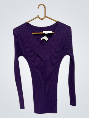 Love By Design NSW-1650 Lila Rippstrick V-Ausschnitt Pullover
