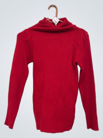 Roter Rollkragenpullover
