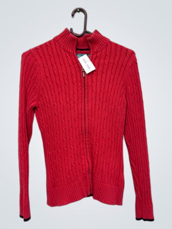 Approach Red Cable Knit Zip-Up Sweater