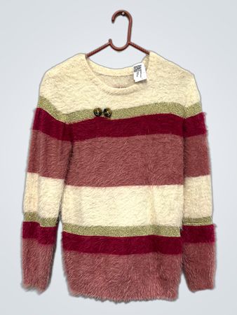 Gestreifter Fuzzy-Pullover