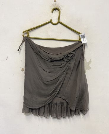 Brauner Rüschenschlupfrock