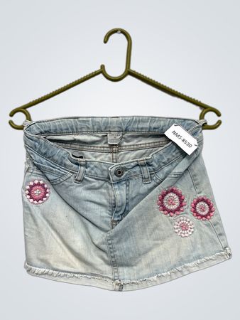 Jeansrock für Mädchen mit floralem Stickerei