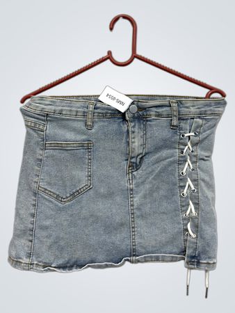 Denim-Minikilt in heller Waschung mit Schnürdetail