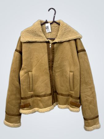 Giacca da aviatore foderata in Sherpa marrone