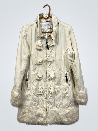 Hooch White Faux Fur Trimmed Jacket