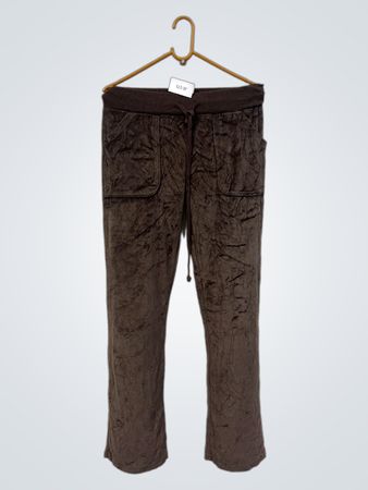 Braune Velours-Hose mit Kordelzugbund