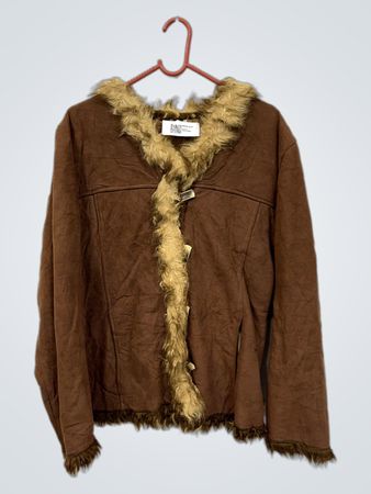 Braune Kunstpelzbesetzte Jacke