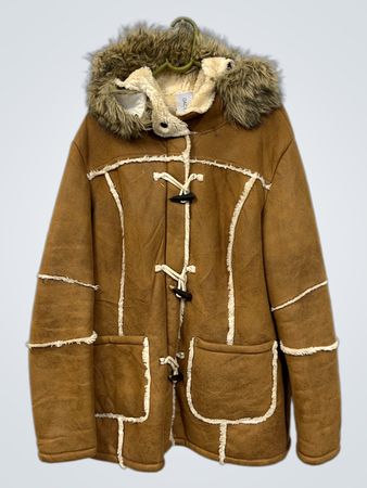 Veste à capuche en suède marron avec doublure en sherpa Jessica Outerwear
