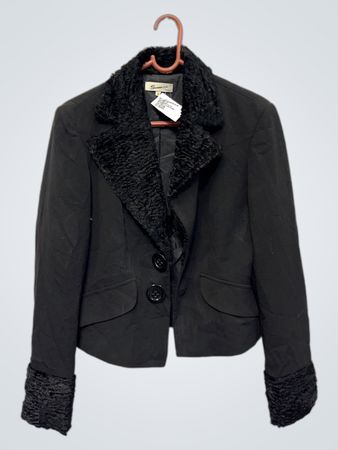 Seroussi schwarze Jacke mit Pelzbesatz