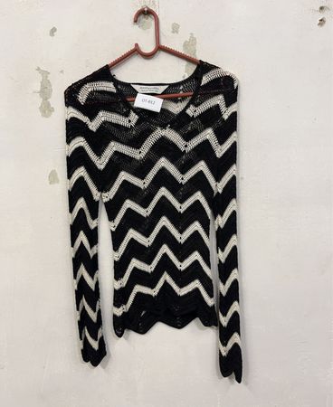 Dorothy Perkins Schwarze und Weiße Zickzack-Strickoberteil