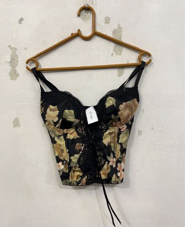Floral Korsett mit Spitzenbesatz