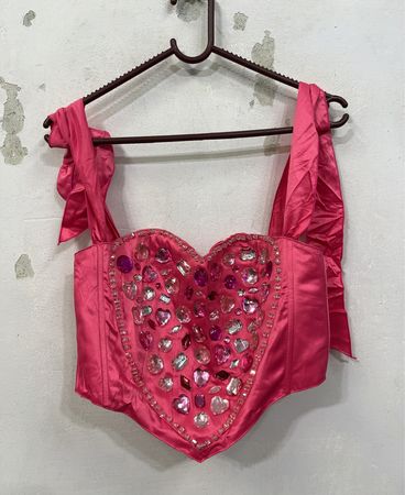Sugar Thrillz Pink Heart Gem Korsett Top