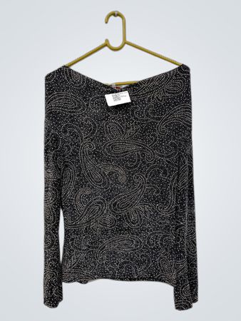 MACHINC HOSE Schwarzes Langarmoberteil mit Paisleymuster