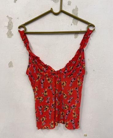 Rotes Floral-Print-Cami-Top