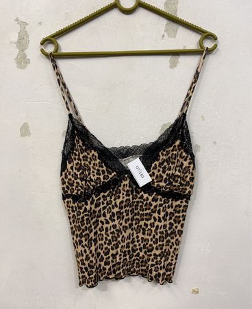 Leopardenmuster Spitzenbesatz Camisole Top