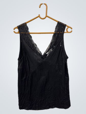 Schwarzes Spitzen-Tanktop