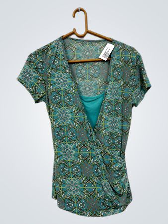 Teal gemusterte Wickeloberteil mit Innen-Camisole