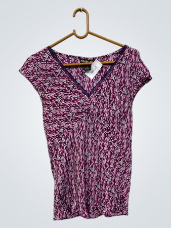 Style & Co. Damen Größe 12 100% Seide V-Ausschnitt Kurzarm-Oberteil