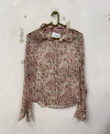 Blumenmuster Hemd mit Knöpfen