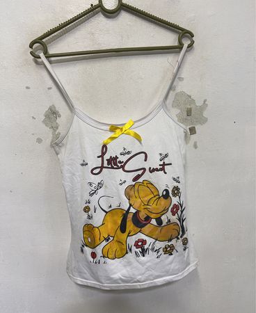 Weißes Tanktop mit Pluto-Grafik und "Little Sweet"-Text