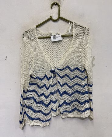 Roman Originals Damen Weiß und Blau Chevron Strickcardigan