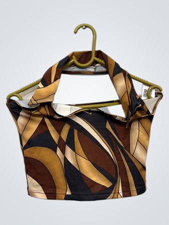 Abstract Print Halter Top