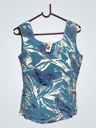 CADARI LONDON Blauer Ärmelloser Top mit Abstract Print