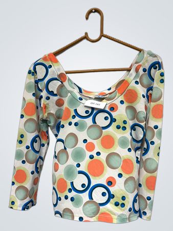 Nevra Tika "Made in Italy" Langarmhemd mit buntem Kreismuster