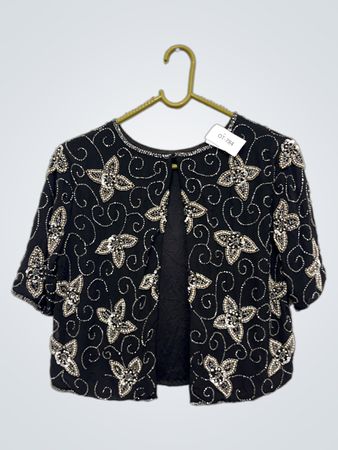 Schwarze Perlen Besetzte Kurzjacke