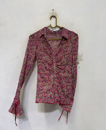Per Una Floral Ruched Langarmbluse