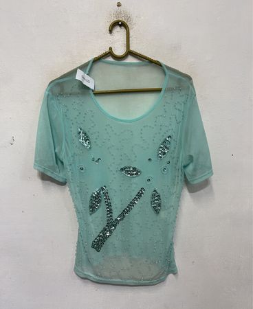 Durchsichtiger, bestickter Top