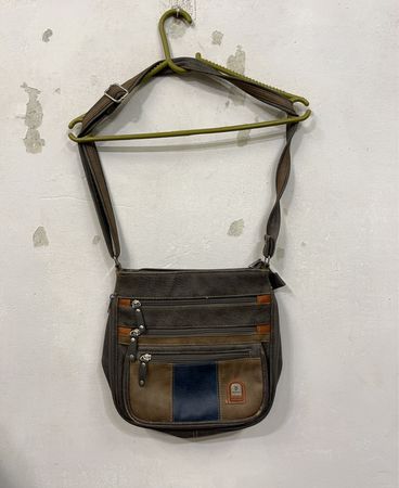 Phoenix Collection Brown and Blue Crossbody Bag