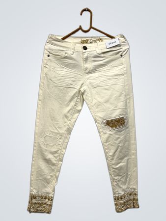 Eject Jeans Damen Creme Bestickte Jeans Größe 26