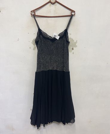 Marisa Black and Silver Spaghetti-Trägerkleid