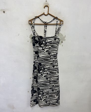 Blanco Blumendruck Midi Kleid