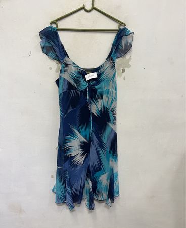 Lealauryl Blue Tropical Print Dress