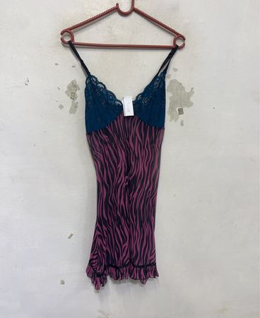 Durchsichtiges Zebra-Print-Camisole mit Spitzenbesatz