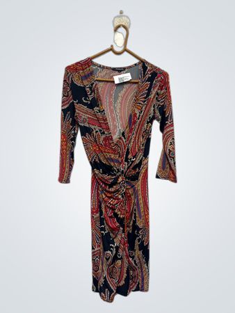 MORGAN Paisley-Print Rüsch V-Ausschnitt Kleid
