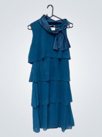 Trebien Teal Stufenkleid mit Schleifendetail