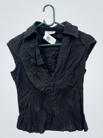 Clockhouse Schwarzes Ärmelloses Button-Up Hemd