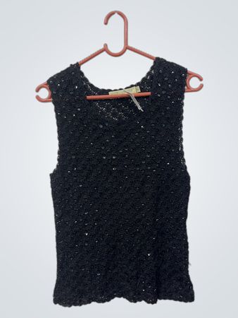 VIZ-A-VIZ KOLLEKTION Schwarzes Pailletten-Häkel-Top