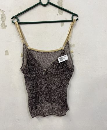 Transparente Leopardenmuster-Camisole mit Schleifendetail