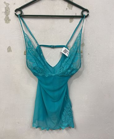 Türkisfarbener Spitzenbesatz Babydoll