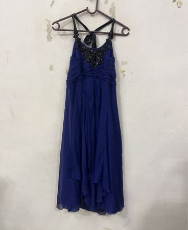 Monsoon Blue Beaded Halter Neck Dress