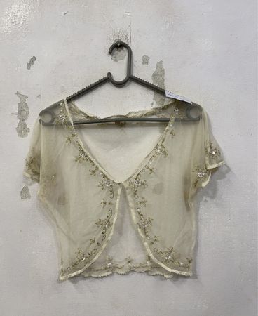 BLENDshe Damen Transparenter Perlen Bolero
